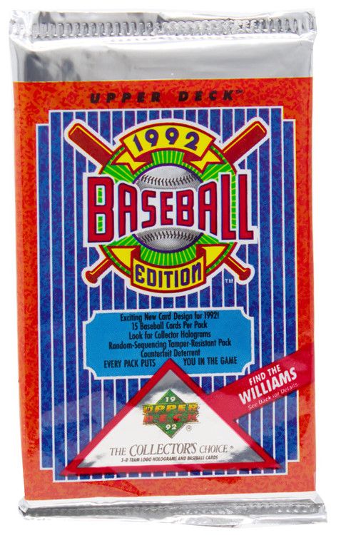 MLB Upper Deck 1992 Baseball Trading Card HOBBY Pack 15 Cards、ToyWiz、kayou