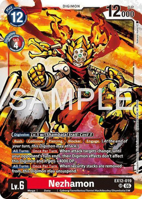 Digimon Trading Card Game Digital World Shambala Super Rare Nezhamon EX12-019、ToyWiz、kayou