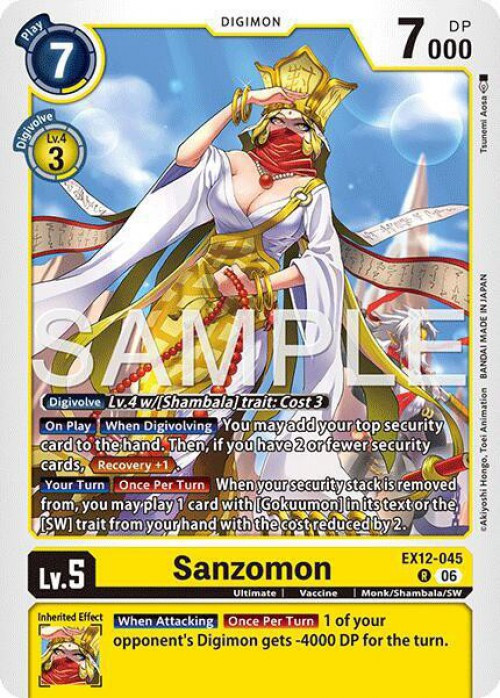 Digimon Trading Card Game Digital World Shambala Rare Sanzomon EX12-045、ToyWiz、kayou