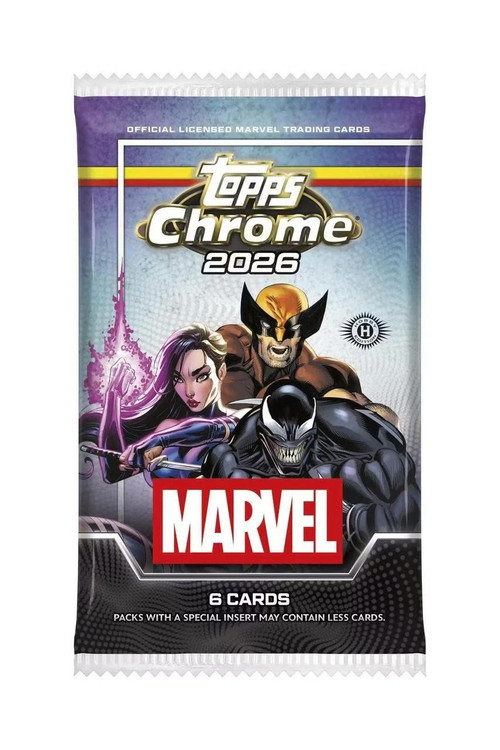 ​【シリアルあり】Topps Chrome 2026 Marvel 6枚セット Marvel Topps 2026 Chrome Marvel Comics Trading Card HOBBY Pack 6