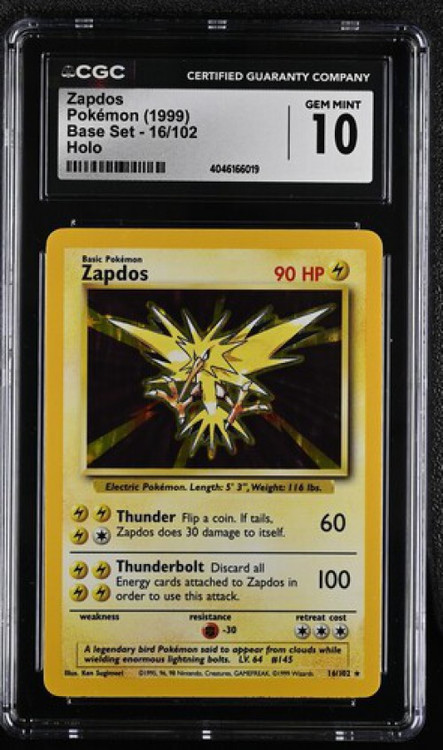 Nintendo Pokemon Base Set Zapdos #16 CGC 10、ToyWiz、kayou