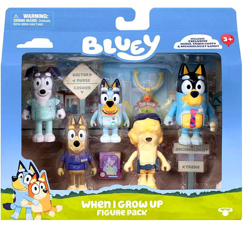 When I Grow up Bluey, Bandit, Nurse, Chippy & Alfie Exclusive Action Figure 5-Pack Dream Jobs、ToyWiz、kayou