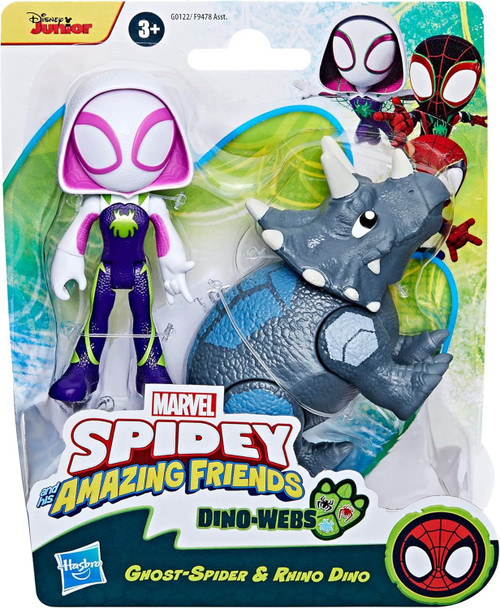 Marvel Spidey & His Amazing Friends Dino-Webs Ghost-Spider & Rhino Dino Action Figure 2-Pack Damaged Package、ToyWiz、kayou