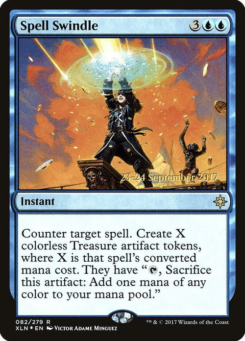 MtG Trading Card Game Ixalan Rare Spell Swindle #82 Prerelease Foil、ToyWiz、kayou
