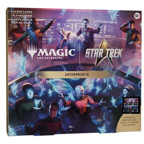 MtG Star Trek Enterprise-Q Scene Box 6 Foil Borderless Scene Cards, 6 Art Cards, 3 Play Boosters + Display Easel (Pre-Order ships November)、ToyWiz、kayou