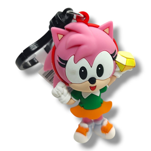 3D Figural Bag Clip Sonic the Hedgehog Series 6 Amy 2-Inch Minifigure Loose、ToyWiz、kayou