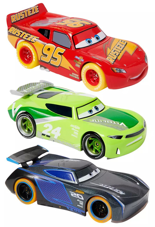 Disney / Pixar Cars Light-Up Pull-n-Race Lightning McQueen, Jackson Storm and Chase Racelott Pull-Back Vehicle 3-Pack、ToyWiz、kayou