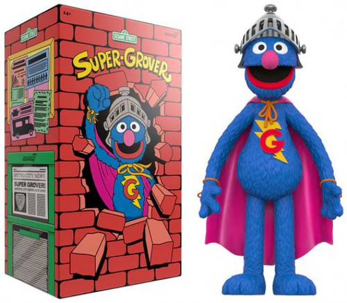 Sesame Street SuperSize Vinyl Super Grover 17-Inch Vinyl Figure、ToyWiz、kayou