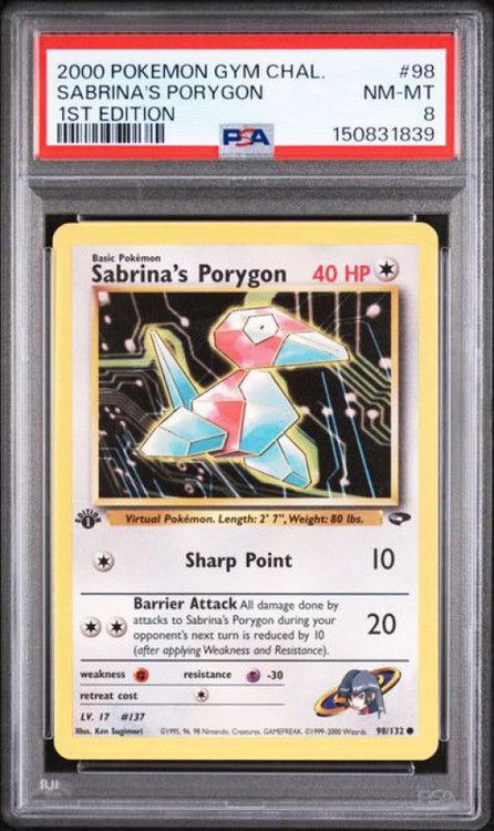 Pokemon Gym Challenge Common Sabrina's Porygon #98 First Edition PSA 8、ToyWiz、kayou