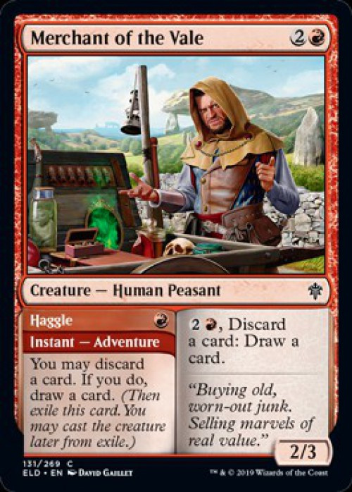 MtG Trading Card Game Throne of Eldraine Common FOIL Merchant of the Vale // Haggle #131、ToyWiz、kayou