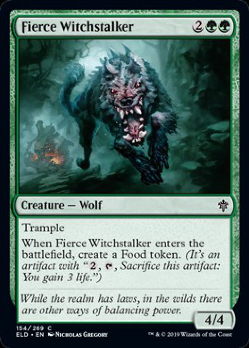 MtG Trading Card Game Throne of Eldraine Common FOIL Fierce Witchstalker #154、ToyWiz、kayou