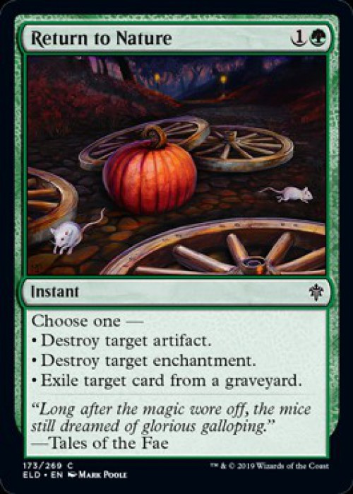 MtG Trading Card Game Throne of Eldraine Common FOIL Return to Nature #173、ToyWiz、kayou