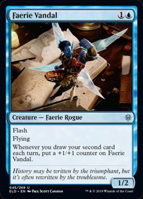 MtG Trading Card Game Throne of Eldraine Uncommon FOIL Faerie Vandal #45、ToyWiz、kayou