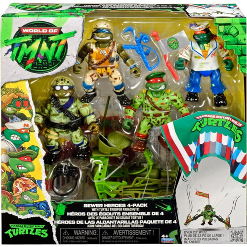 Teenage Mutant Ninja Turtles World of TMNT Sewer Heroes with Turtle Trooper Parachute Action Figure 4-Pack、ToyWiz、kayou