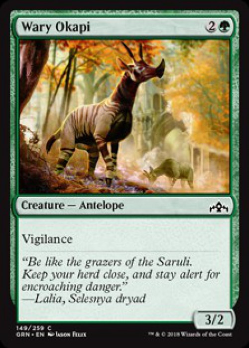MtG Trading Card Game Guilds of Ravnica Common FOIL Wary Okapi #149、ToyWiz、kayou