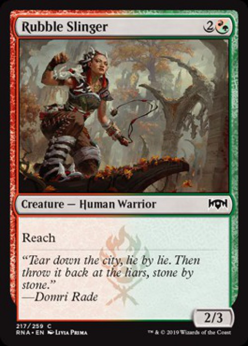 MtG Trading Card Game Ravnica Allegiance Common FOIL Rubble Slinger #217、ToyWiz、kayou