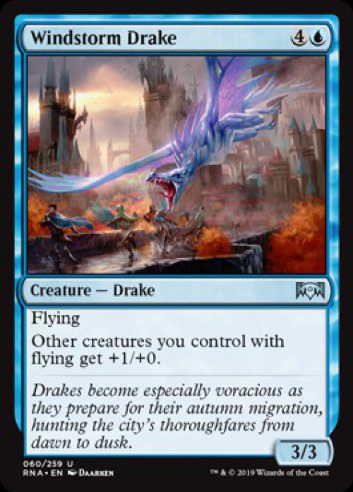 MtG Trading Card Game Ravnica Allegiance Uncommon FOIL Windstorm Drake #60、ToyWiz、kayou