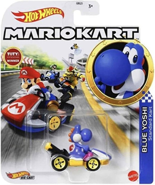 Hot Wheels Mario Kart Blue Yoshi Diecast Car Standard Kart、ToyWiz、kayou