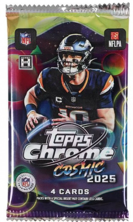 NFL Topps 2025 Cosmic Chrome Football Trading Card HOBBY Pack 4 Cards、ToyWiz、kayou