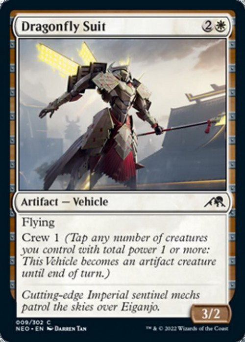 MtG Trading Card Game Kamigawa Neon Dynasty Common FOIL Dragonfly Suit #9、ToyWiz、kayou