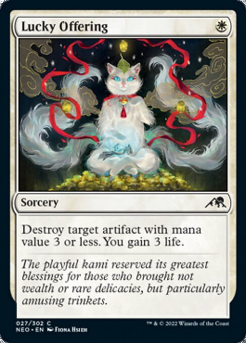 MtG Trading Card Game Kamigawa Neon Dynasty Common FOIL Lucky Offering #27、ToyWiz、kayou