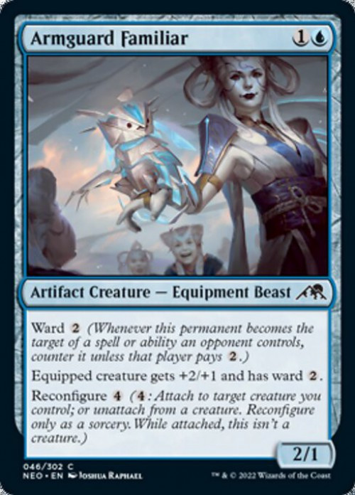 MtG Trading Card Game Kamigawa Neon Dynasty Common FOIL Armguard Familiar #46、ToyWiz、kayou