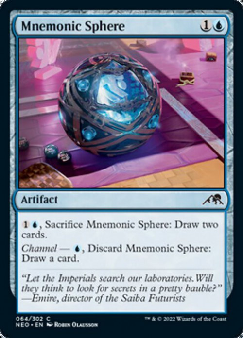 MtG Trading Card Game Kamigawa Neon Dynasty Common FOIL Mnemonic Sphere #64、ToyWiz、kayou