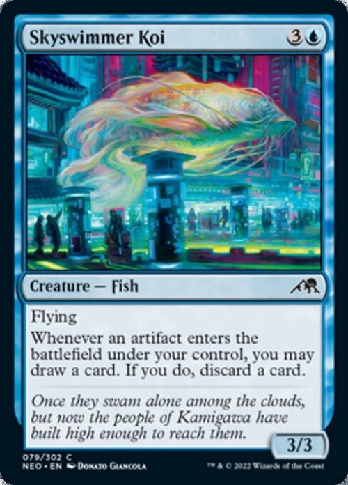 MtG Trading Card Game Kamigawa Neon Dynasty Common FOIL Skyswimmer Koi #79、ToyWiz、kayou