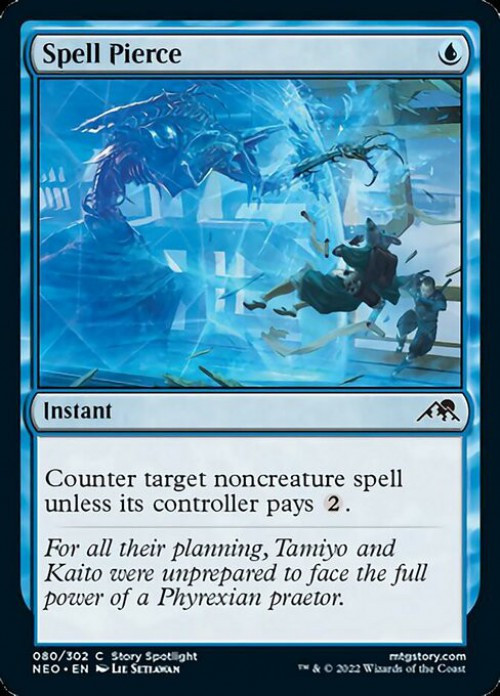 MtG Trading Card Game Kamigawa Neon Dynasty Common FOIL Spell Pierce #80、ToyWiz、kayou