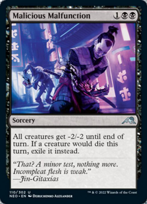 MtG Trading Card Game Kamigawa Neon Dynasty Uncommon FOIL Malicious Malfunction #110、ToyWiz、kayou