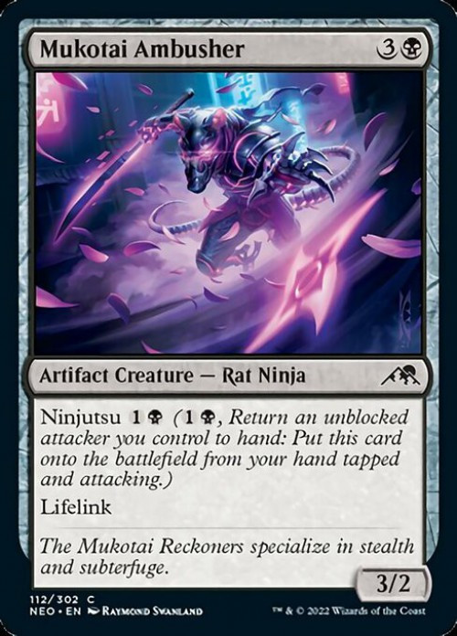 MtG Trading Card Game Kamigawa Neon Dynasty Common FOIL Mukotai Ambusher #112、ToyWiz、kayou