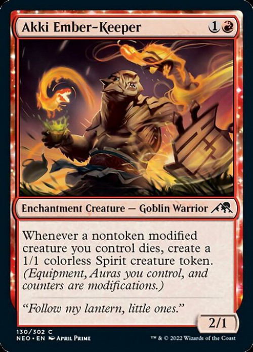 MtG Trading Card Game Kamigawa Neon Dynasty Common FOIL Akki Ember-Keeper #130、ToyWiz、kayou