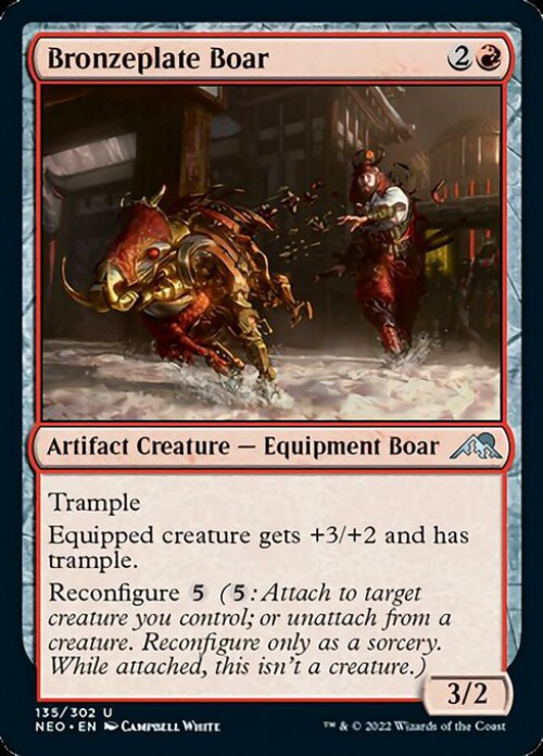 MtG Trading Card Game Kamigawa Neon Dynasty Uncommon FOIL Bronzeplate Boar #135、ToyWiz、kayou