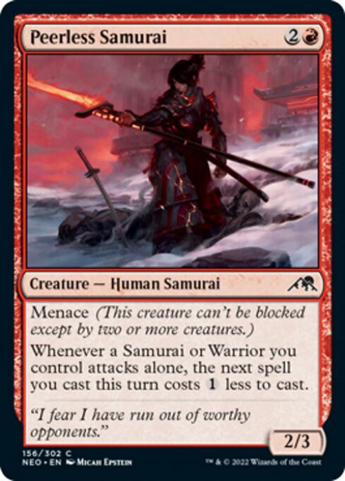 MtG Trading Card Game Kamigawa Neon Dynasty Common FOIL Peerless Samurai #156、ToyWiz、kayou