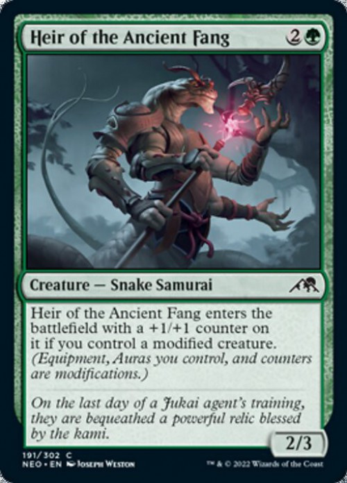 MtG Trading Card Game Kamigawa Neon Dynasty Common FOIL Heir of the Ancient Fang #191、ToyWiz、kayou