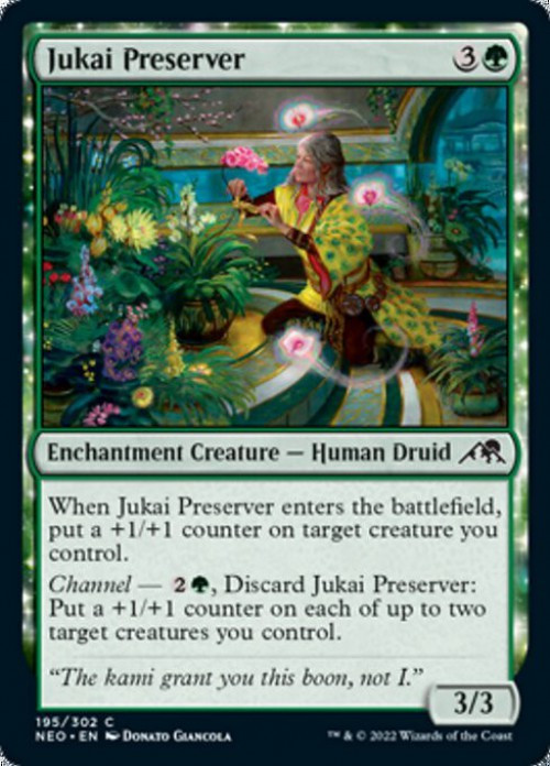 MtG Trading Card Game Kamigawa Neon Dynasty Common FOIL Jukai Preserver #195、ToyWiz、kayou