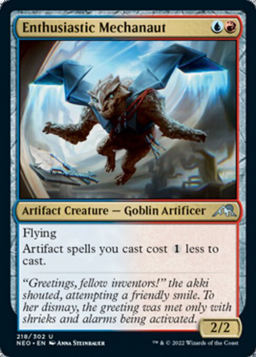 MtG Trading Card Game Kamigawa Neon Dynasty Uncommon FOIL Enthusiastic Mechanaut #218、ToyWiz、kayou