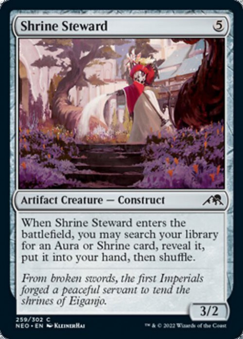 MtG Trading Card Game Kamigawa Neon Dynasty Common FOIL Shrine Steward #259、ToyWiz、kayou