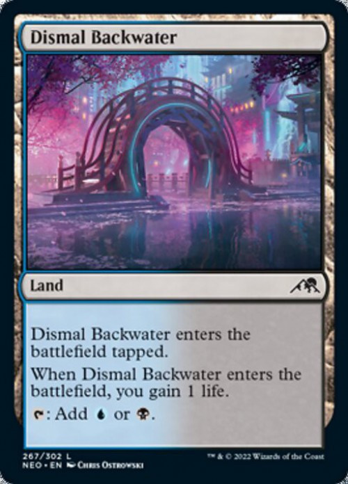 MtG Trading Card Game Kamigawa Neon Dynasty Common FOIL Dismal Backwater #267、ToyWiz、kayou
