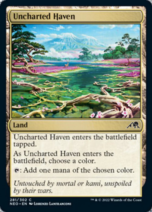 MtG Trading Card Game Kamigawa Neon Dynasty Common FOIL Uncharted Haven #281、ToyWiz、kayou