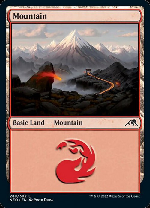 MtG Trading Card Game Kamigawa Neon Dynasty Common FOIL Mountain #289、ToyWiz、kayou