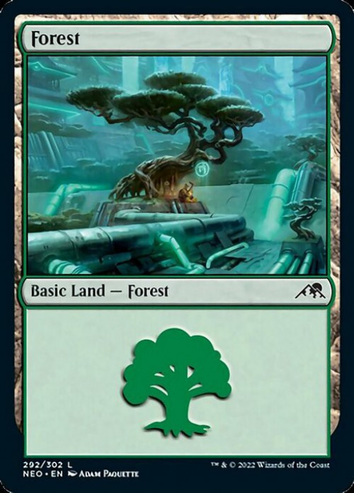 MtG Trading Card Game Kamigawa Neon Dynasty Common FOIL Forest #292、ToyWiz、kayou