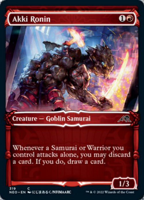 MtG Trading Card Game Kamigawa Neon Dynasty Common Akki Ronin #319 Showcase FOIL、ToyWiz、kayou