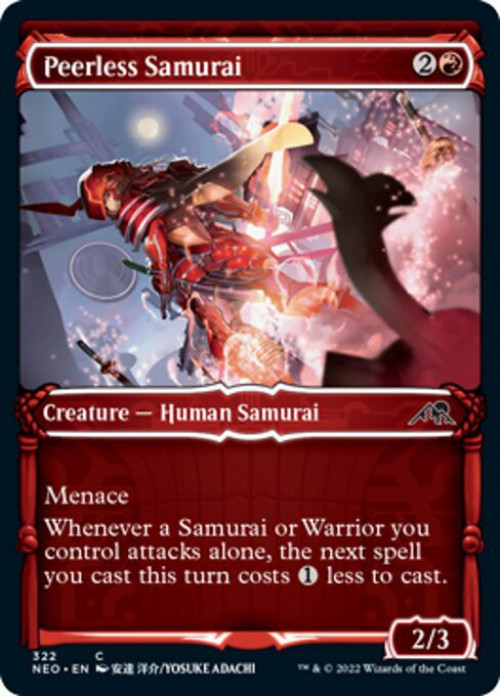 MtG Trading Card Game Kamigawa Neon Dynasty Common Peerless Samurai #322 Showcase FOIL、ToyWiz、kayou