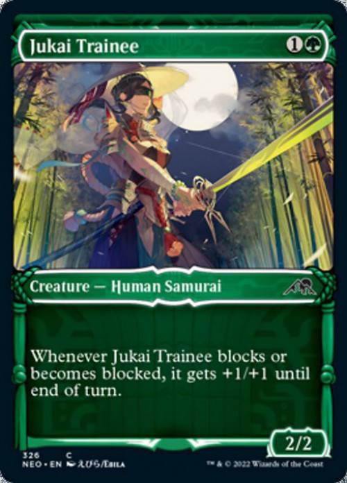 MtG Trading Card Game Kamigawa Neon Dynasty Common Jukai Trainee #326 Showcase FOIL、ToyWiz、kayou