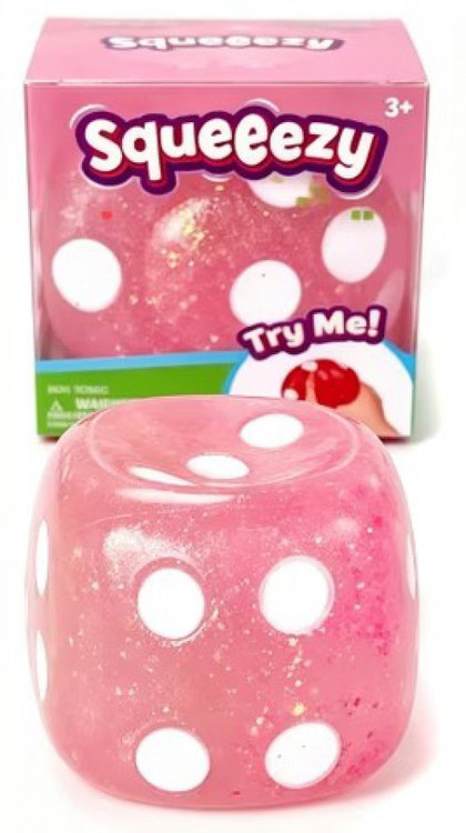 Squeeezy Jumbo Glitter Dice PINK 4-Inch Squeeze Toy、ToyWiz、kayou