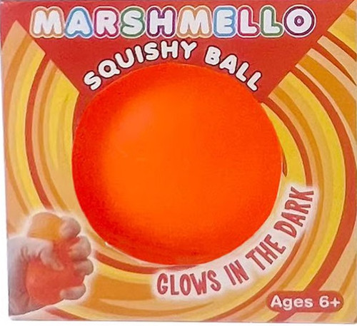 Marshmello Glow-in-the-Dark Squishy Ball ORANGE 2.5-Inch Squeeze Toy、ToyWiz、kayou