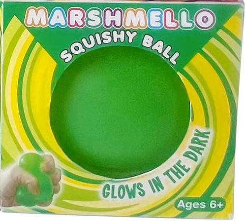 Marshmello Glow-in-the-Dark Squishy Ball GREEN 2.5-Inch Squeeze Toy、ToyWiz、kayou