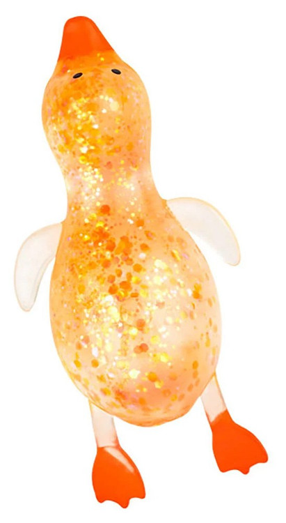 Ralex Squishy Sugar Glitter Duck ORANGE 4-Inch Squeeze Toy、ToyWiz、kayou