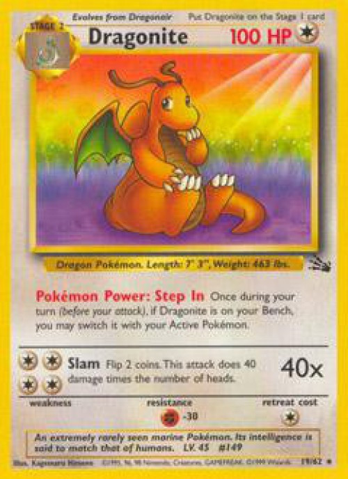 Pokemon Fossil Rare Dragonite #19 Moderately Played、ToyWiz、kayou